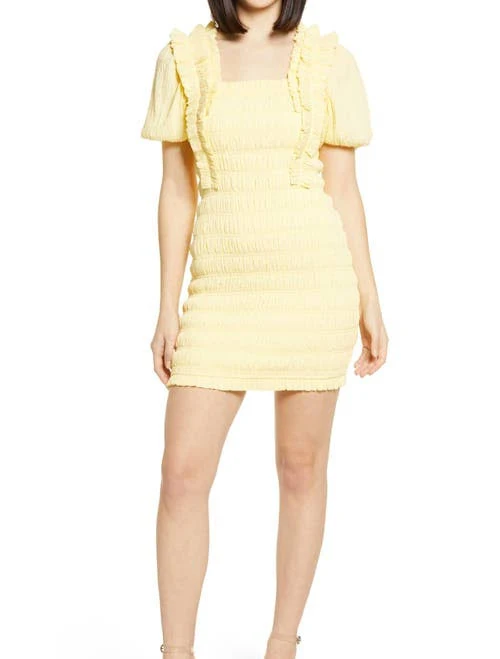 dress Endless Rose Smocked Puff Sleeve Mini Dress Nordstrom $100
