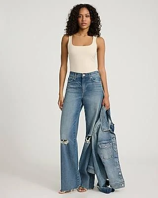 top Express Women's Bodycon Light Compression Stretch Cotton Square Neck Tank Top Express $20.4