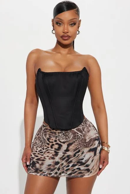 top Fashion Nova Camisa Top Lace Up Strapless Satin Corset Fashion Nova $23.99