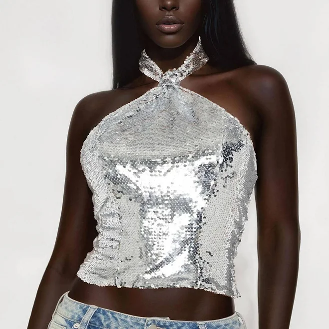 rave outfit Fashion Nova Disco Fever Sequin Halter Top Fashion Nova $16.5