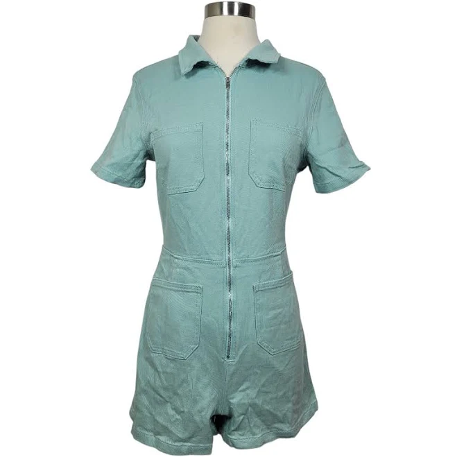 romper Fashion Nova Mint Green Zip-up Short Sleeve Chorecore Utility Romper eBay - shavonnie_fashions $8.99