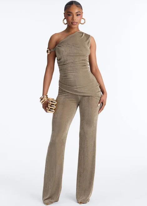 matching set Fashion Nova Sleeveless Slinky Tank Top and Wide Leg Pant Set Fashion Nova $44.99