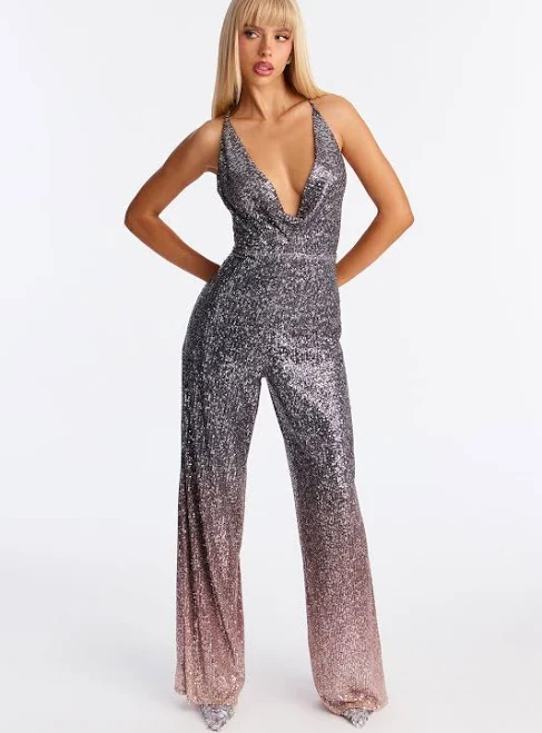 rave outfit Fashion Nova Women's Fancy Night Sequin Ombre Jumpsuit Fashion Nova $13.98