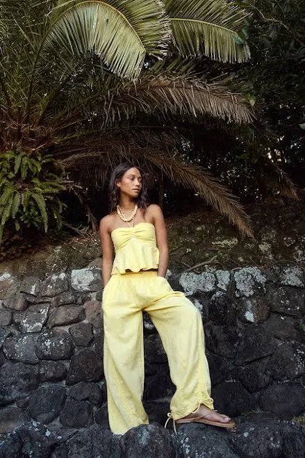 matching set Free People Lunasol Cotton-Linen Pant Set Free People $118