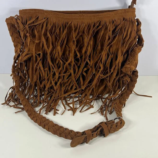 bag Fringe Crossbody Bag Brown Vegan Leather Adjustable Strap Western eBay - tags.4u $20.24