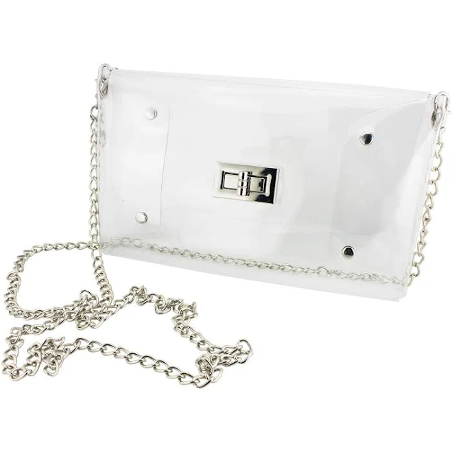 bag Gabrielle's Biloxi Silver Envelope Crossbody Clear Stadium Bags $21
