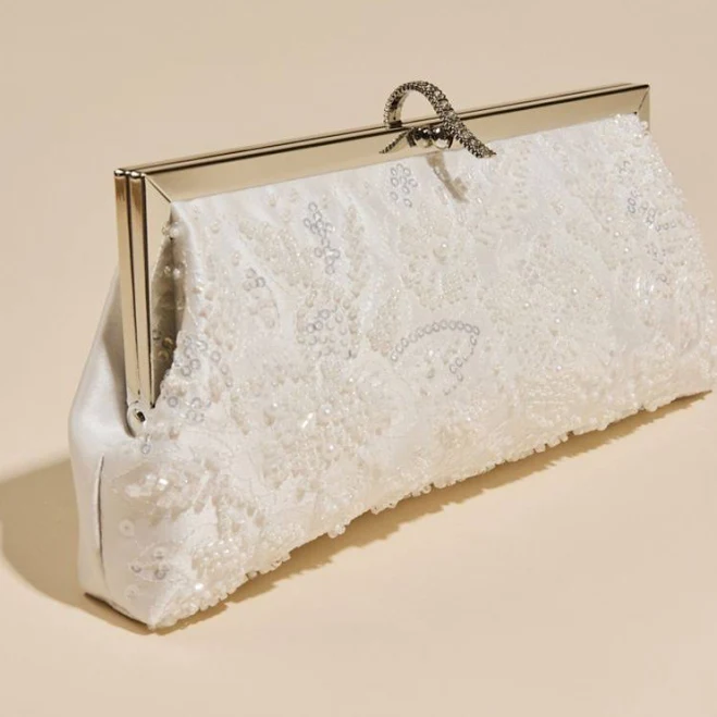 bag Galina Signature Floral Beaded Evening Bag in Soft White | David's Bridal David's Bridal $34.99