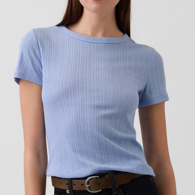 top Gap Factory Women's Ribbed Crewneck T-Shirt Gap Factory $11.99