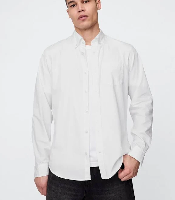 button down shirt Gap Men's Organic Cotton Poplin Classic Shirt Gap $35