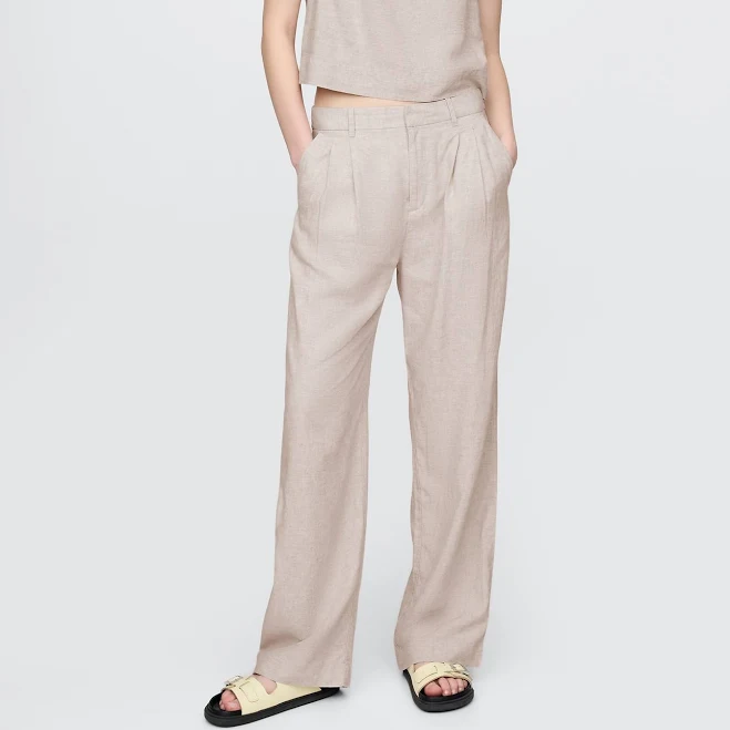 bottom Gap Women's 365 High Rise Linen-Blend Trousers Gap $49