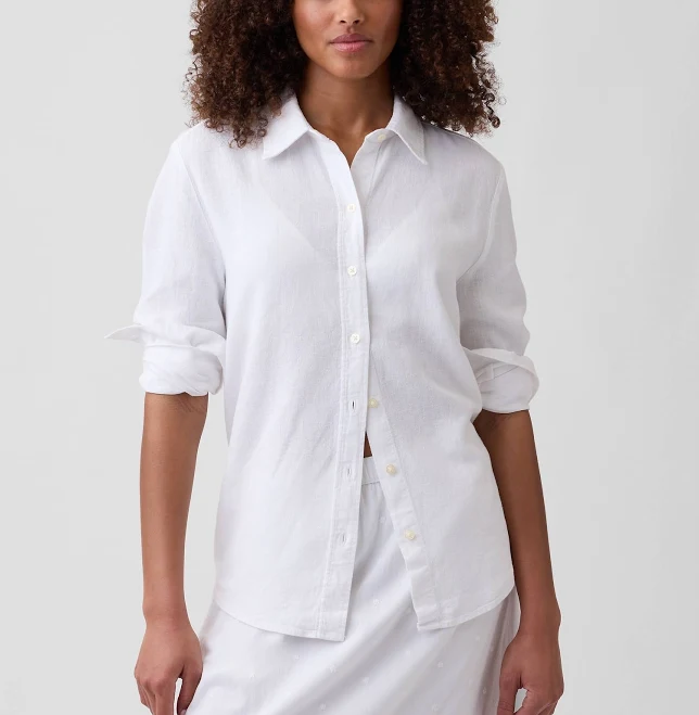 top Gap Women's Linen-Blend Easy Shirt Gap Factory $23.99