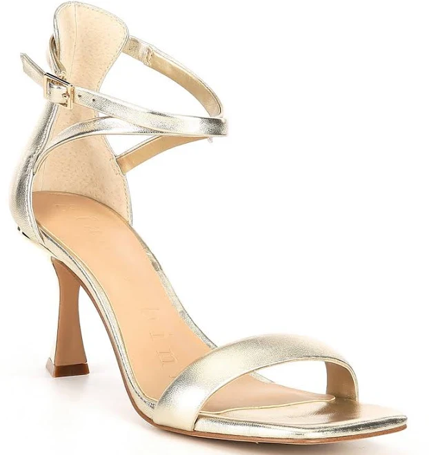 shoes Gianni Bini Layney Metallic Leather Square Toe Strappy Dress Sandals Dillard's $60.29