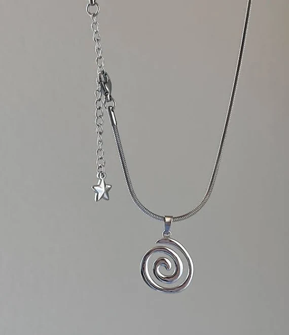 accessory Gothic Spiral and Star Stainless Steel Necklace Etsy - Seller $16.89