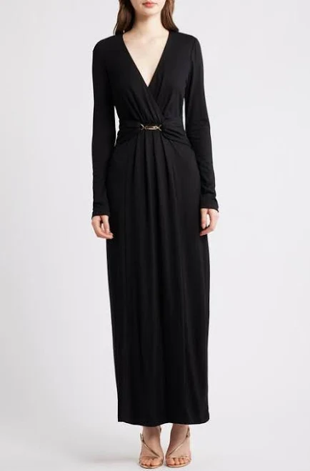 dress Halogen Women's Wrap Front Long Sleeve Maxi Dress Nordstrom $62.3