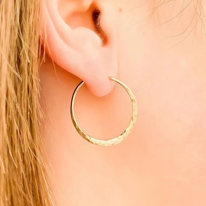 accessory Hammered 14K Gold Filled Minimalist Hoop Earrings Etsy - hoopsbyhand $29.95