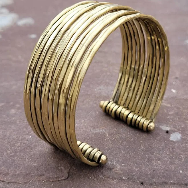 accessory Hammered Brass Cuff Bracelet Etsy - Seller $21