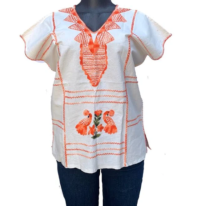 top Hand Embroidered Mexican Cotton Peasant Blouse Etsy - TextilesGallery $51.1
