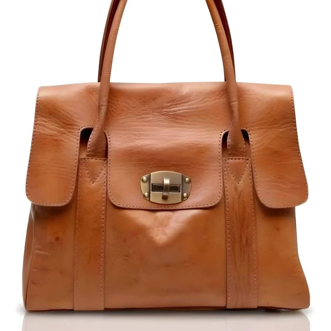 bag Handcrafted Leather Satchel Tote Bag with Lock Closure Marrakeche Crafts $125.4