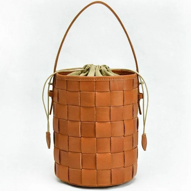bag Handcrafted Woven Leather Bucket Bag Alexel Crafts $135.04