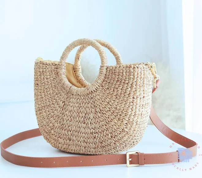bag Handmade Round Straw Crossbody Bag Etsy - Seller $55.99