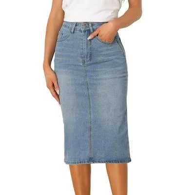 skirt Inspire Chic Women's Casual High Waist Stretchy Midi Jean Skirt Target $44.99
