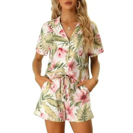 matching set Inspire Chic Women's Floral Button Down Shirt and Shorts Hawaiian Sets Walmart - Tasharina Corp $29.99