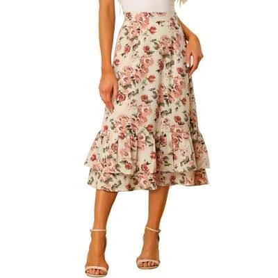 bottoms Inspire Chic Women's Floral Chiffon Tiered Flowy Midi Skirt Target $31.99