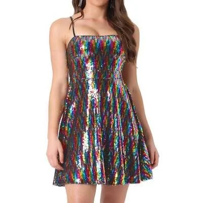rave outfit Inspire Chic Women's Glitter Sparkle Sequin Mini Dress Target $56.99