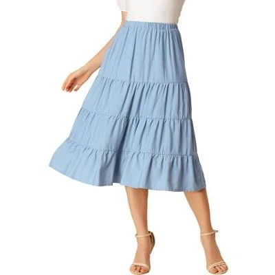 skirt Inspire Chic Women's Midi Flare Tiered A-Line Skirt with Pockets (2 Pack Target $33.19