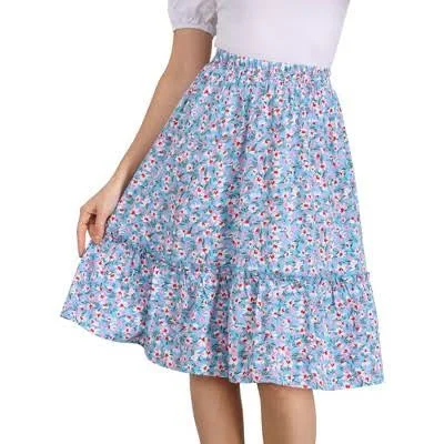 skirt Inspire Chic Women's Ruffle Hem Elastic Waist Flowy Midi Skirt Target $28.99