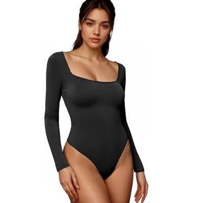 top Inspire Chic Women's Slim Fit Long Sleeve Bodysuit with Tummy Control Target $23.66