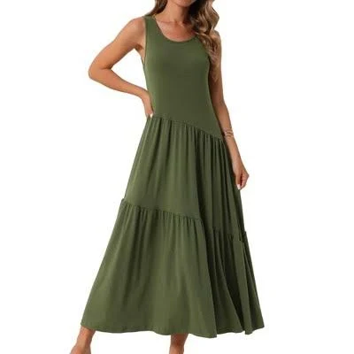 dress INSPIRE CHIC Women's Summer Casual Sleeveless Crewneck Aline Flowy Tiered Maxi Long Beach Sundress Target $35.99