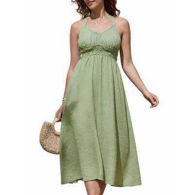 dress Inspire Chic Women's V-Neck Sleeveless A-Line Backless Midi Dress Target $40.99