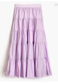 skirt J. Crew Sz 00 Tiered Cotton Poplin Lilac Purple Midi Skirt Boho Cottagecore eBay $24.99