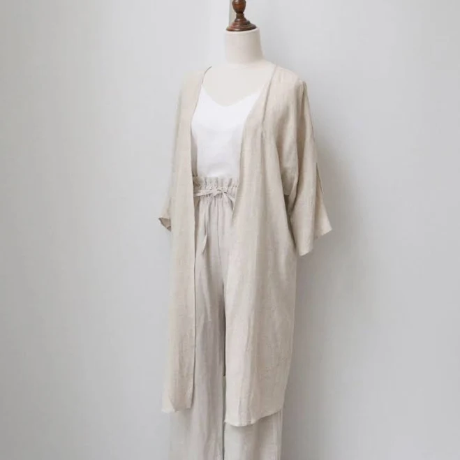 outerwear Japanese Linen Blend Kimono Coat Etsy - ANamDesign $22.14