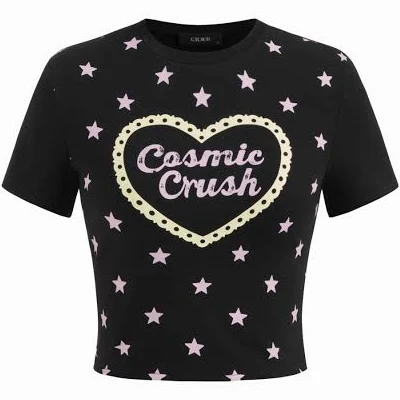 crop top Jersey Cotton-Blend Cosmic Crush & Star Graphic Crop Tee Cider $14.32
