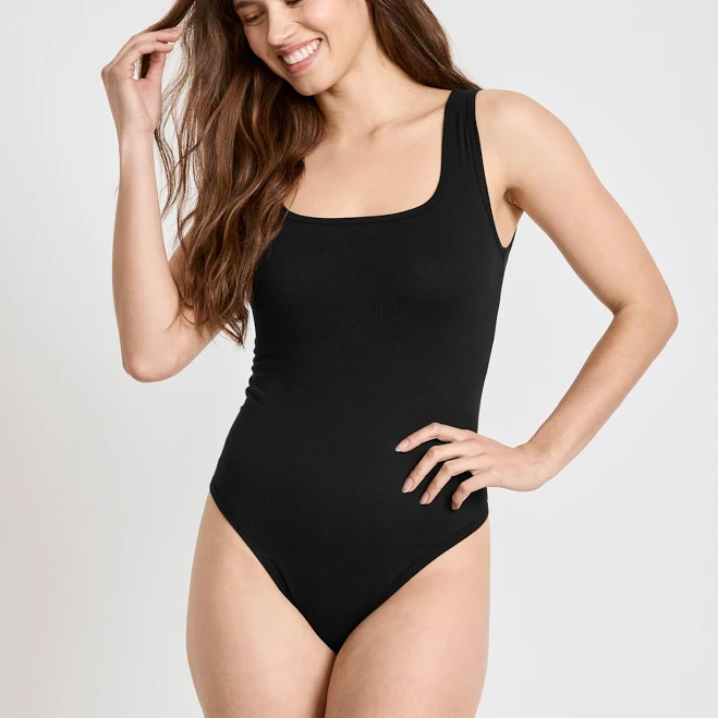 top Jockey Women's Organic Cotton Stretch Tank Strap Thong Bodysuit Jockey.com $19.2