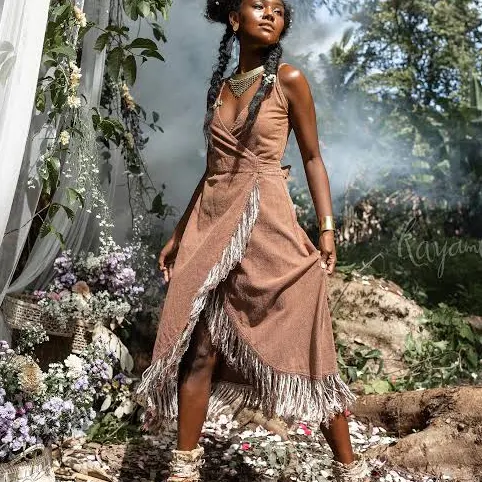 kimono Kayame Tribal Linen Fringe Wrap Dress Etsy - Seller $166.5