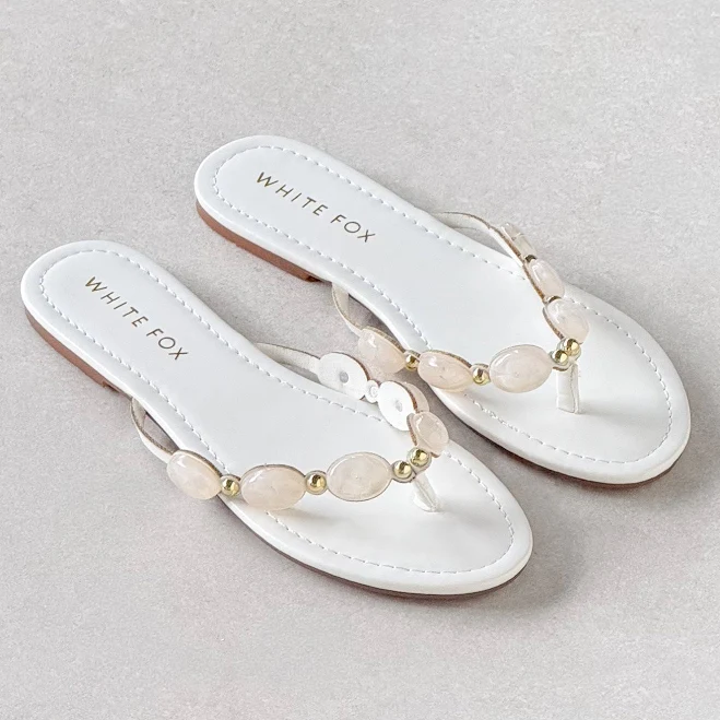 shoes Kira Beaded Thong Sandals White Fox Boutique $45.99