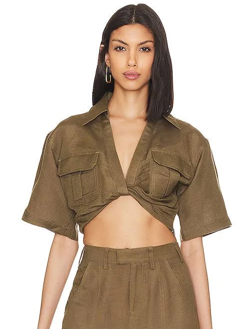 crop top L'Academie Chrisa Crop Blouse REVOLVE $90