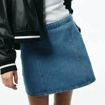 skirt Ladies H&M Denim Blue A-Line Mini Skirt H&M $24.99