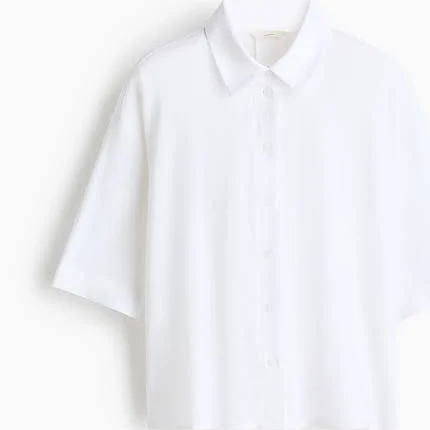 top Ladies H&M White Oversized linen-blend shirt H&M $24.99