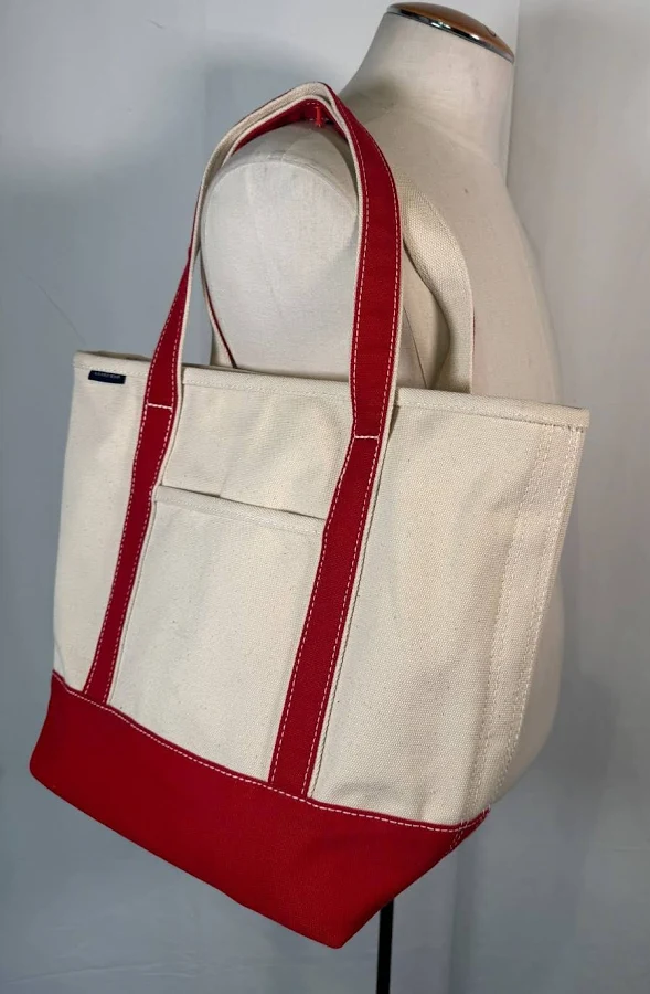 bag Land's End Medium Cream With Red Trim Canvas Boat Tote Handbag Purse eBay - resaleway $44