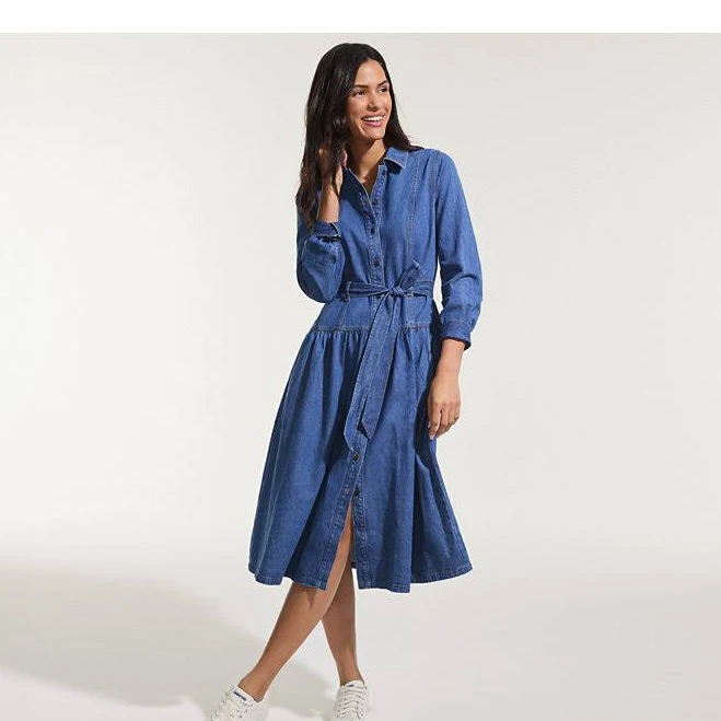 dress Lands' End Women's Denim Button Front Midi Shirt Dress Lands' End $134.95