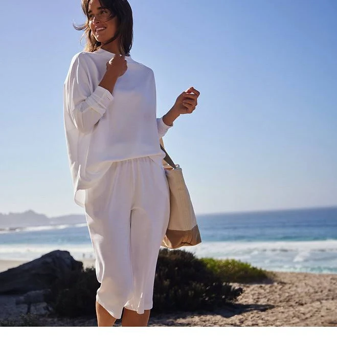 pants Lands' End Women's High-Rise Elastic Waist Sport Knit Capri Pants Lands' End $27.47