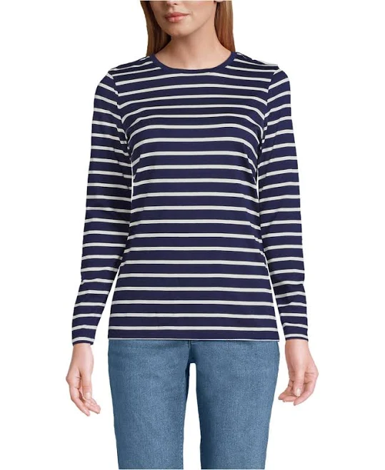 top Lands' End Women's Supima Cotton Long Sleeve Crew Neck T-Shirt Macy's $31.47