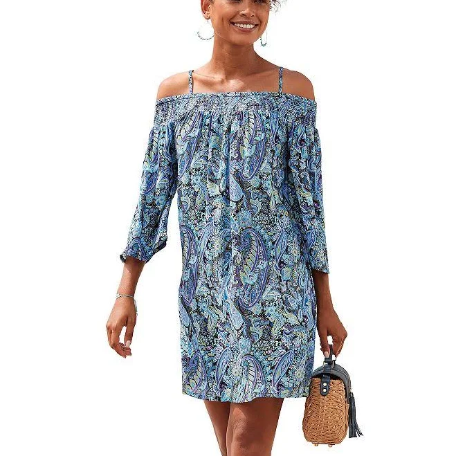 outfits Lascana Women's Off The Shoulder Patterned Dress Kohl's $59.95