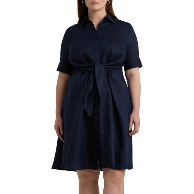 dress Lauren Women's Ralph Lauren Front Tie Linen Shirtdress Nordstrom $195