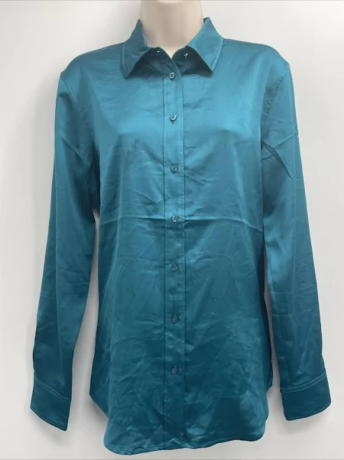 top Lauren Women's Ralph Lauren Satin Charmeuse Shirt eBay - clubcaribean $72.5
