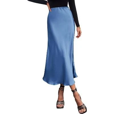 skirt LEVEN Sixteen Women's High Waist A-Line Satin Midi Skirt Target $94.99
